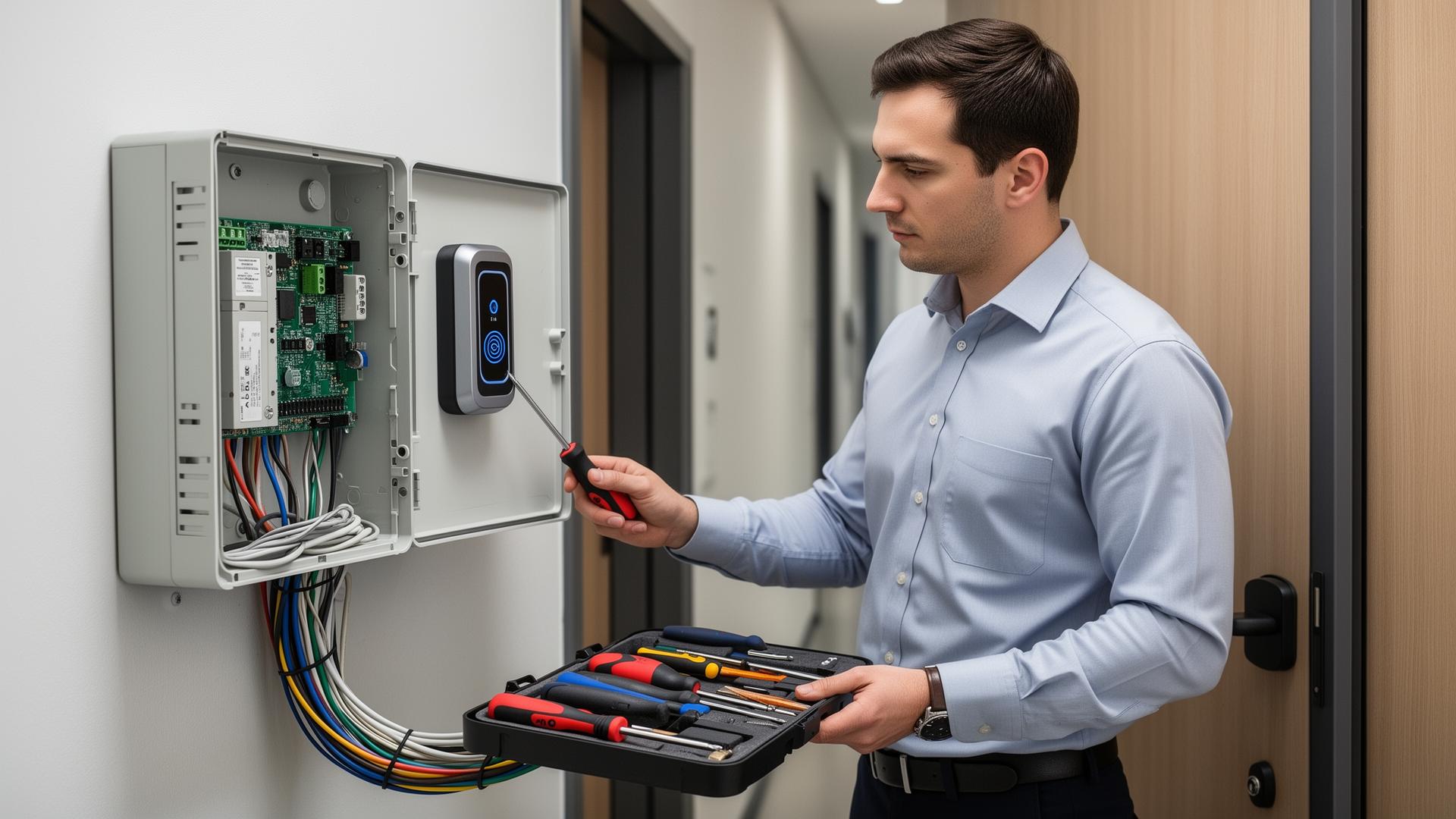 Техник монтира и конфигурира RFID контролер